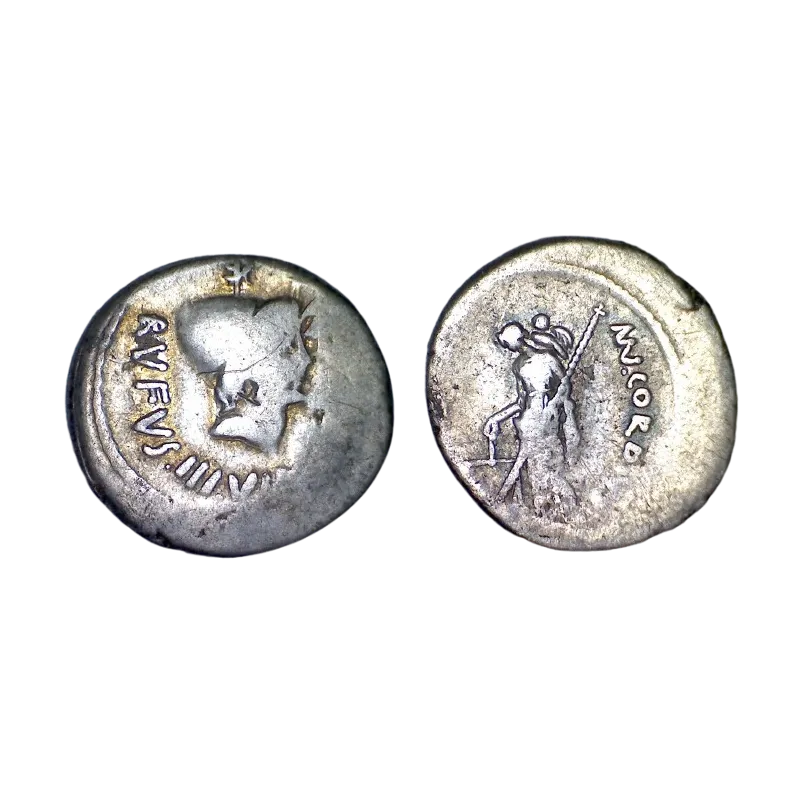 Denier Famille Cordia, Mneius Cordius Rufus (-46), sear 440 Denier Famille Cordia, Mneius Cordius Rufus (-46), sear 440