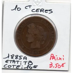 10 centimes Cérès 1885 A Paris TB, France pièce de monnaie