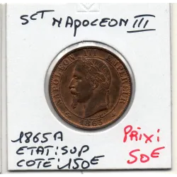 5 centimes Napoléon III tête laurée 1865 A Paris Sup, France pièce de monnaie