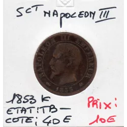 5 centimes Napoléon III tête nue 1853 K Bordeaux TB-, France pièce de monnaie