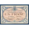 Villefranche s/ Saône 1 franc, TB, 30.4.1920 Pirot 129.13 Billet de la chambre de commerce
