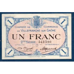 Villefranche s/ Saône 1 franc, TTB, 30.6.1918 Pirot 129.9 Billet de la chambre de commerce