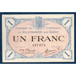 Villefranche s/ Saône 1 franc, Spl, 2.12.1915 Pirot 129.4 Billet de la chambre de commerce