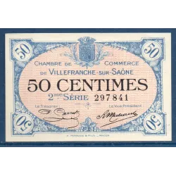 Villefranche s/ Saône 50 centimes, Neuf, 30.6.1918 Pirot 129.7 Billet de la chambre de commerce
