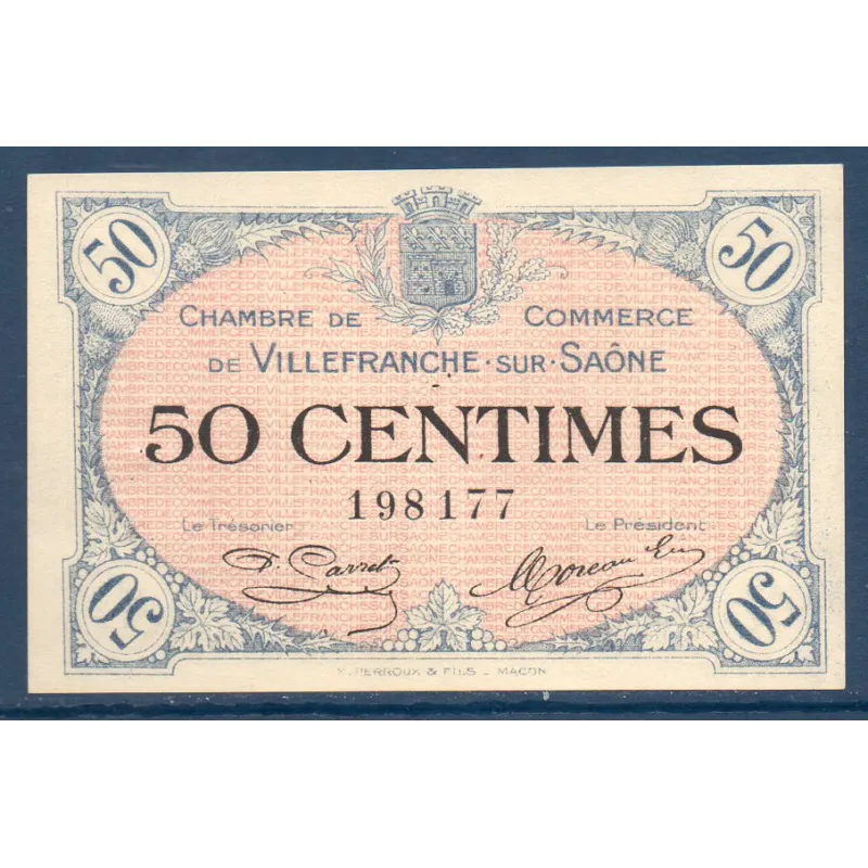 Villefranche s/ Saône 50 centimes, Spl, 2.12.1915 Pirot 129.1 Billet de la chambre de commerce