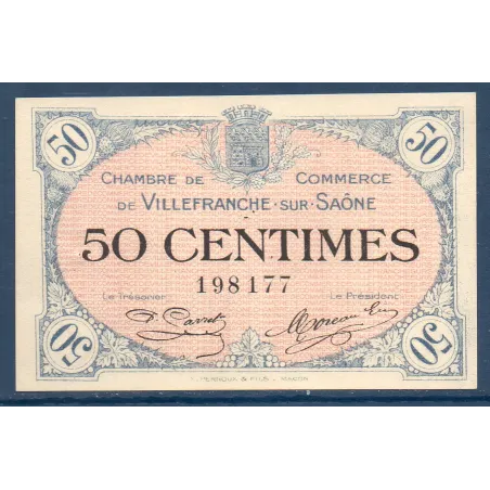 Villefranche s/ Saône 50 centimes, Spl, 2.12.1915 Pirot 129.1 Billet de la chambre de commerce