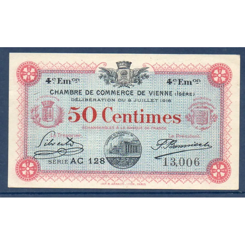 Vienne 50 centimes, Spl, 8.7.1918 Pirot 128.21Billet de la chambre de commerce Vienne 50 centimes, Spl, 8.7.1918 Pirot 128.21Billet de la chambre de commerce