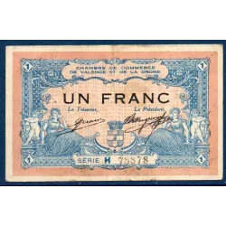Valence 1 franc, TB, 23.2.1915 Pirot 127.3 Billet de la chambre de commerce