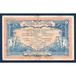 Valence 1 franc, TB, 23.2.1915 Pirot 127.3 Billet de la chambre de commerce
