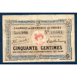 Troyes 50 centimes, TB, ND Pirot 124.9 Billet de la chambre de commerce