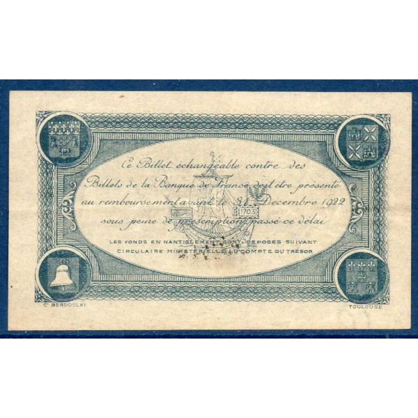 Toulouse 1 franc, TTB, 20.6.1917 Pirot 122.27 Billet de la chambre de commerce