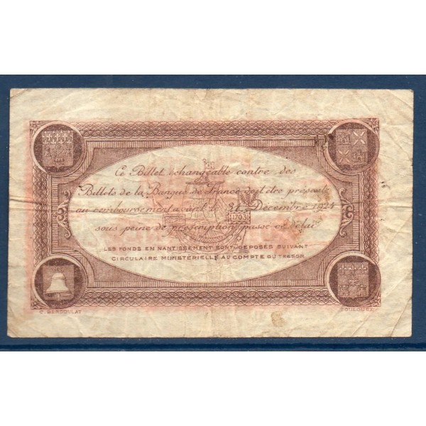 Toulouse 1 franc, TB, 19.11.1919 Pirot 122.37 Billet de la chambre de commerce