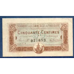 Toulouse 50 centimes, TTB+, 20.6.1917 Pirot 122.22 Billet de la chambre de commerce