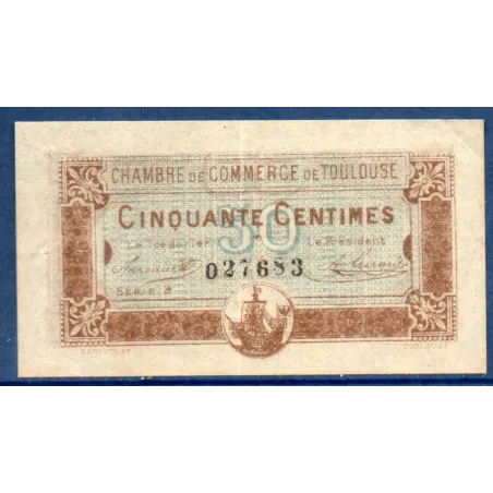 Toulouse 50 centimes, TTB+, 20.6.1917 Pirot 122.22 Billet de la chambre de commerce