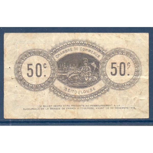 Toulouse 50 centimes, TB, 6.11.1914 Pirot 122.1 Billet de la chambre de commerce