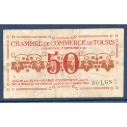 Tours 50 centimes, TB, 27.12.1920 Pirot 123.6 Billet de la chambre de commerce