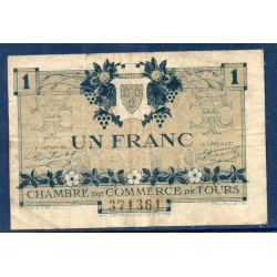 Tours 1 franc, TB-, 8.5.1920 Pirot 123.4 Billet de la chambre de commerce