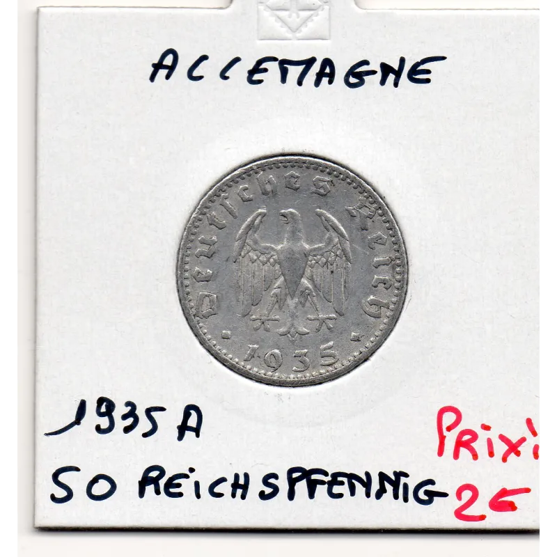 Allemagne 50 reichspfennig 1935 A, TTB KM 87 pièce de monnaie Allemagne 50 reichspfennig 1935 A, TTB KM 87 pièce de monnaie