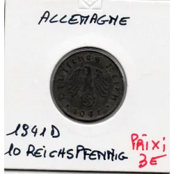 Allemagne 10 reichspfennig 1941 D, TTB KM 101 pièce de monnaie