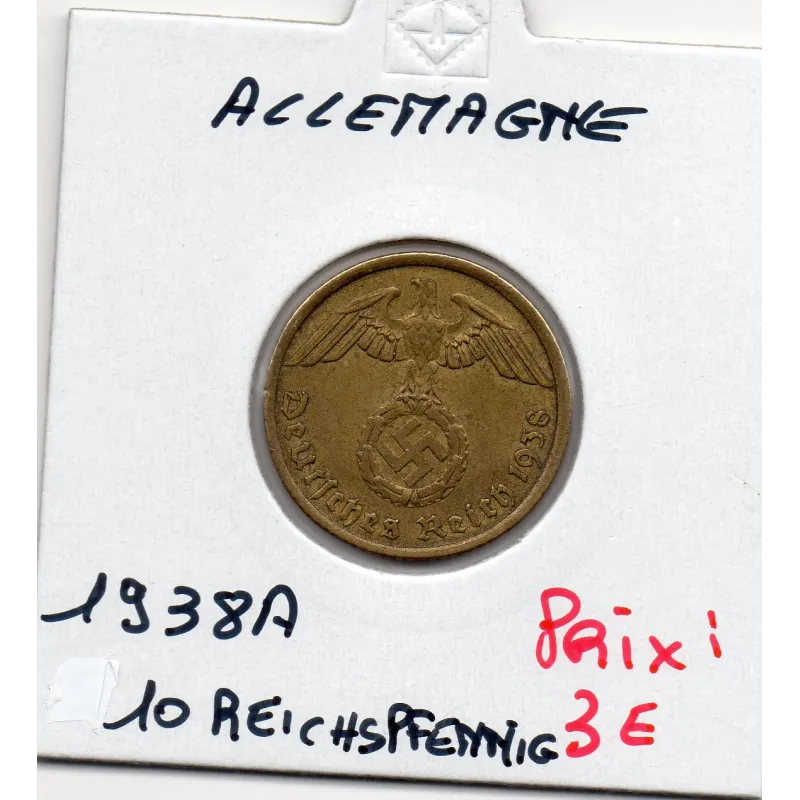 Allemagne 10 reichspfennig 1938 A, TTB KM 92 pièce de monnaie Allemagne 10 reichspfennig 1938 A, TTB KM 92 pièce de monnaie