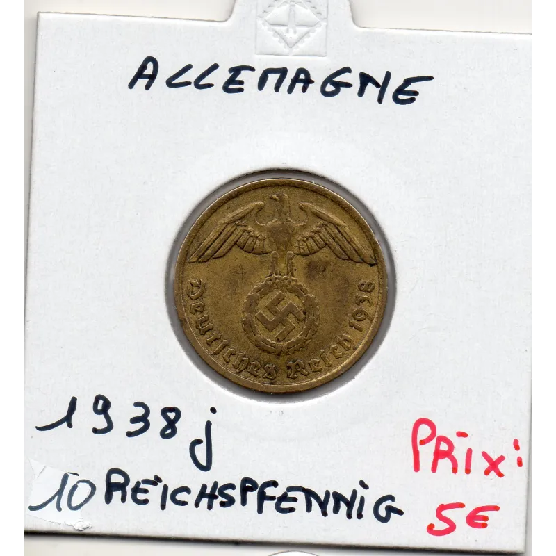 Allemagne 10 reichspfennig 1938 J, TTB+ KM.92 pièce de monnaie