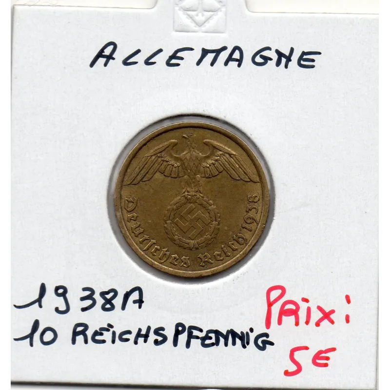 Allemagne 10 reichspfennig 1938 A, Sup KM 92 pièce de monnaie
