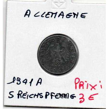 Allemagne 5 reichspfennig 1941 A, TTB KM 100 pièce de monnaie