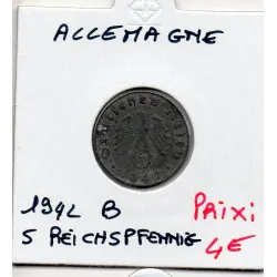 Allemagne 5 reichspfennig 1942 B, TTB KM 100 pièce de monnaie