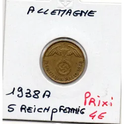 Allemagne 5 reichspfennig 1938 A, TTB+ KM 91 pièce de monnaie