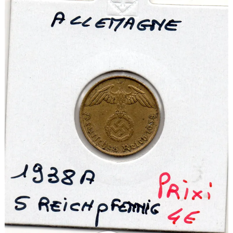 Allemagne 5 reichspfennig 1938 A, TTB+ KM 91 pièce de monnaie Allemagne 5 reichspfennig 1938 A, TTB+ KM 91 pièce de monnaie