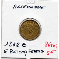 Allemagne 5 reichspfennig 1938 B, TTB+ KM 91 pièce de monnaie