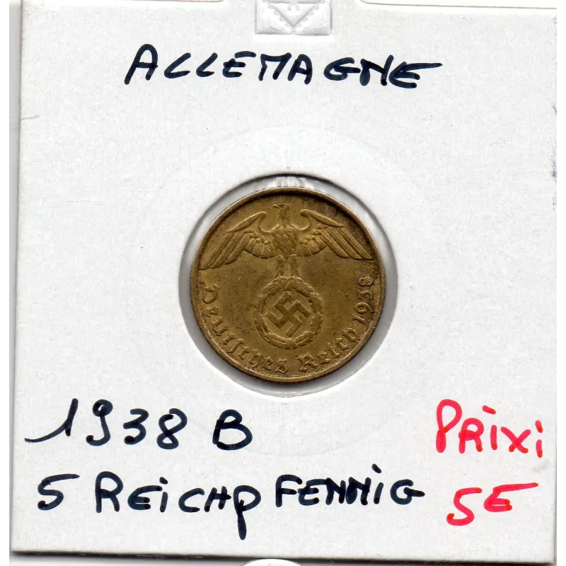 Allemagne 5 reichspfennig 1938 B, TTB+ KM 91 pièce de monnaie