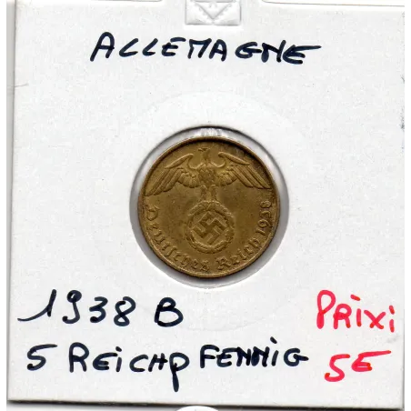 Allemagne 5 reichspfennig 1938 B, TTB+ KM 91 pièce de monnaie