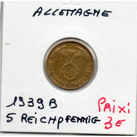 Allemagne 5 reichspfennig 1939 B, TTB+ KM 91 pièce de monnaie