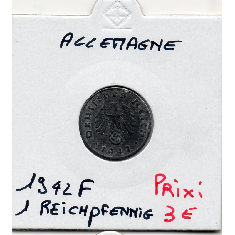 Allemagne 1 reichspfennig 1942 F, TTB KM.97 pièce de monnaie Allemagne 1 reichspfennig 1942 F, TTB KM.97 pièce de monnaie
