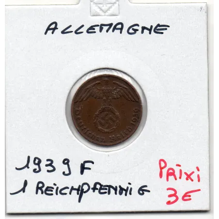 Allemagne 1 reichspfennig 1939 F, TTB KM 89 pièce de monnaie