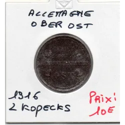 Allemagne Ober Ost 2 kopecks 1916, TTB+ Km.22 occupation pologne