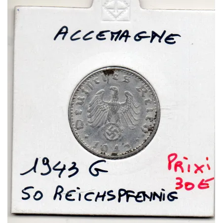 Allemagne 50 reichspfennig 1943 G, Sup- KM 96 pièce de monnaie