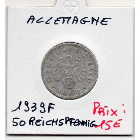 Allemagne 50 reichspfennig 1939 F, Sup- KM 96 pièce de monnaie