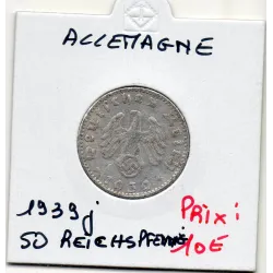 Allemagne 50 reichspfennig 1939 J, TTB+ KM 96 pièce de monnaie