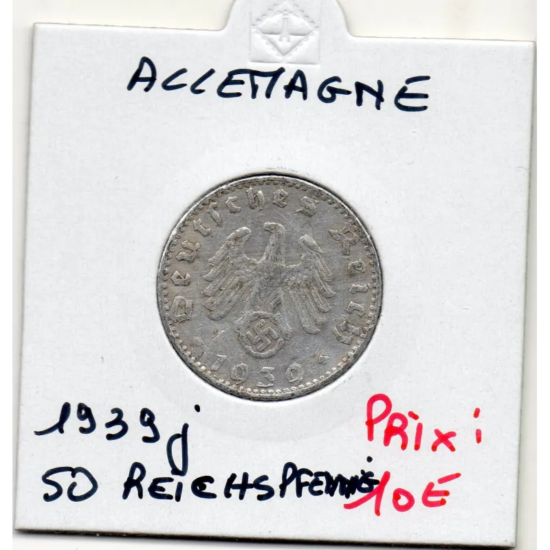 Allemagne 50 reichspfennig 1939 J, TTB+ KM 96 pièce de monnaie