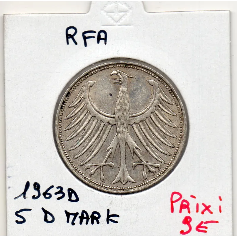 Allemagne RFA 5 deutche mark 1963 D, Sup KM 112 pièce de monnaie Allemagne RFA 5 deutche mark 1963 D, Sup KM 112 pièce de monnaie