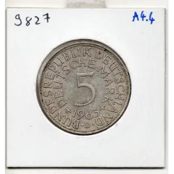 Allemagne RFA 5 deutche mark 1963 D, Sup KM 112 pièce de monnaie