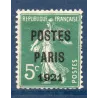 Timbre France Préoblitérés Yvert 26 semeuse poste Paris 1921 5c vert neuf sans gomme signé