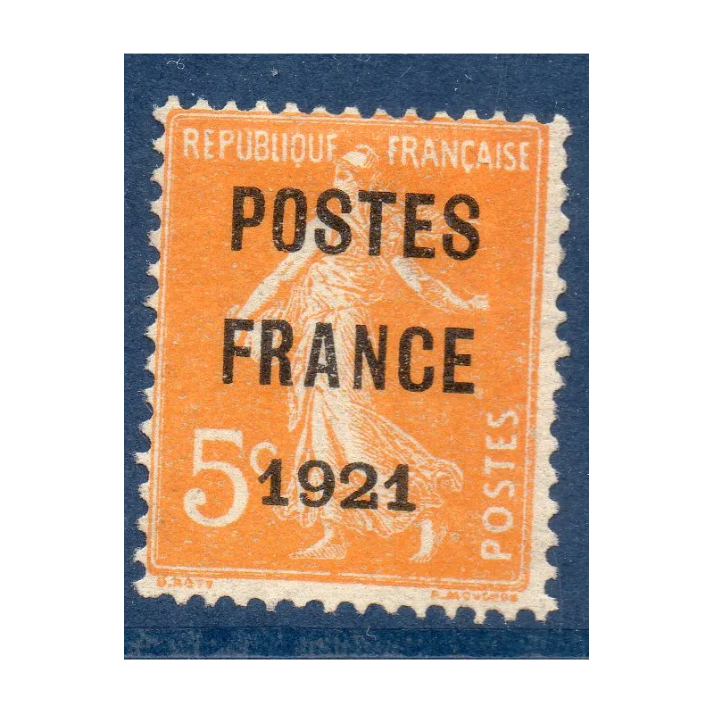 Timbre France Préoblitérés Yvert 33 semeuse poste France 1921 5c orange neuf sans gomme Timbre France Préoblitérés Yvert 33 semeuse poste France 1921 5c orange neuf sans gomme