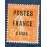 Timbre France Préoblitérés Yvert 33 semeuse poste France 1921 5c orange neuf sans gomme