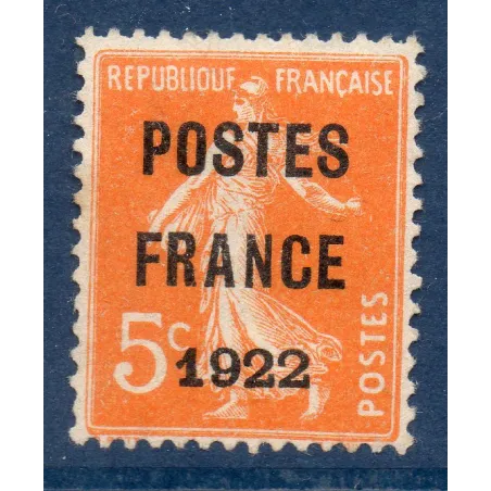 Timbre France Préoblitérés Yvert 36 semeuse poste France 1922 5c orange neuf sans gomme