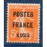 Timbre France Préoblitérés Yvert 36 semeuse poste France 1922 5c orange neuf sans gomme