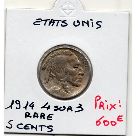 Etats Unis 5 cents 1914 4 sur 3 TTB, KM 134 pièce de monnaie