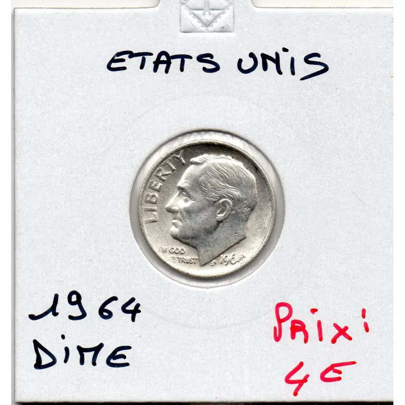 Etats Unis dime 1964 Sup+, KM 195 pièce de monnaie Etats Unis dime 1964 Sup+, KM 195 pièce de monnaie
